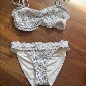 Hollister Floral Blue and White Bikini Set